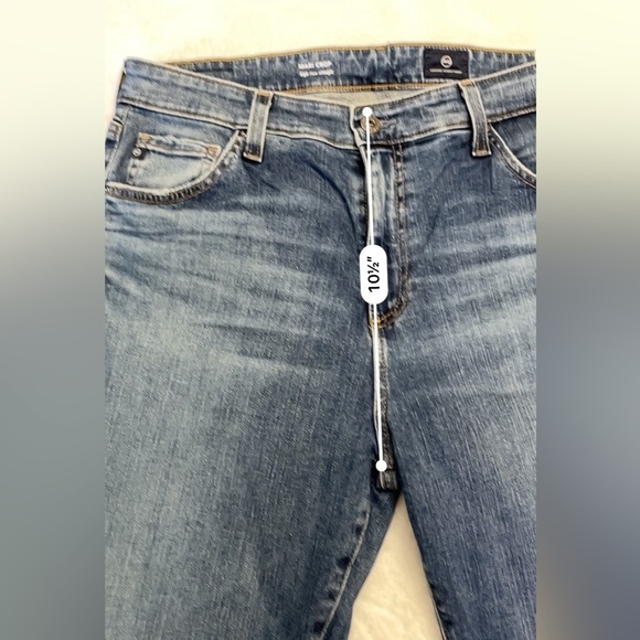 AG Mari Crop Slim Straight Jeans Size 32 High Rise Stretch Denim Faded Wash - Picture 6 of 11